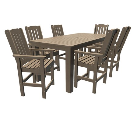 Highwood Usa Lehigh 7pc Rectangular Counter Height Outdoor Patio Furniture Dining Set 84 x 42 AD-ST7LH2CO5BA-WBR